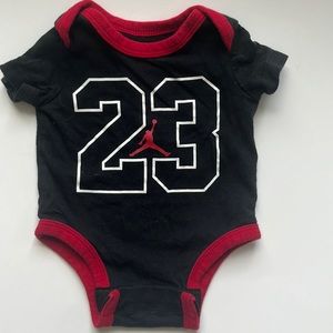 Vintage Air Jordan Infant Woven Graphic Onesie Bodysuit Back & Red For Newborn